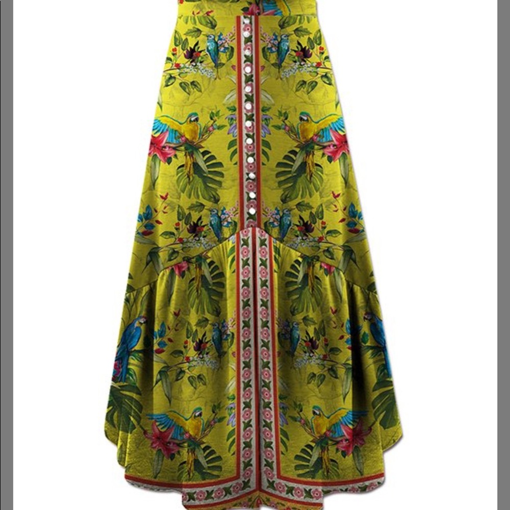 NWT Udear yellow skirt with birds 1xl